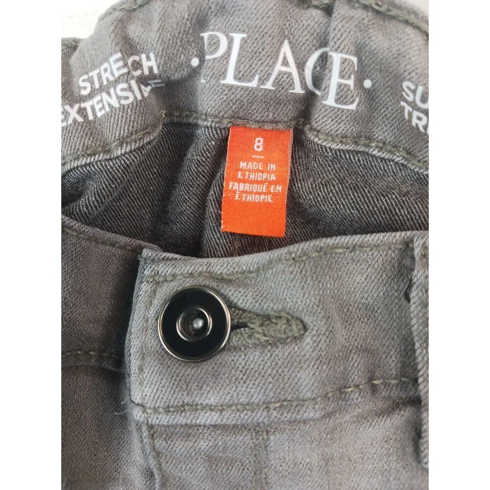 The Childrens Place Super Skinny Denim Jeans Boys size 8 gray adjustable waist